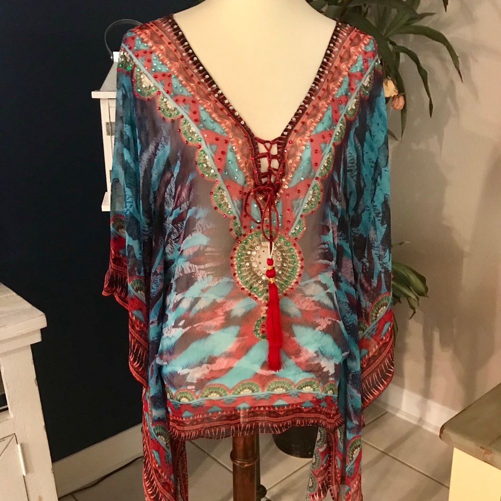Embellished Resort Wear Tunic/Coverup